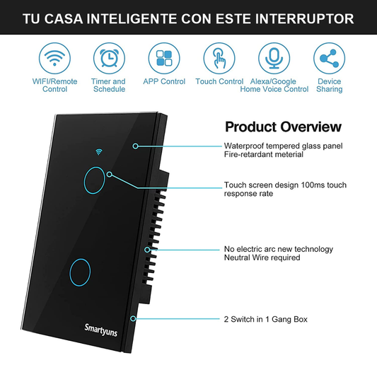 Interruptor Doble Wifi Inteligente Alexa